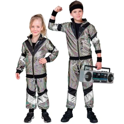 Abbildung von W WIDMANN MILANO Party Fashion Kinderkostüm Trainingsanzug, Disco Style, 80er Jahre Outfit, Jogginganzug, Bad Taste Faschingskostüme