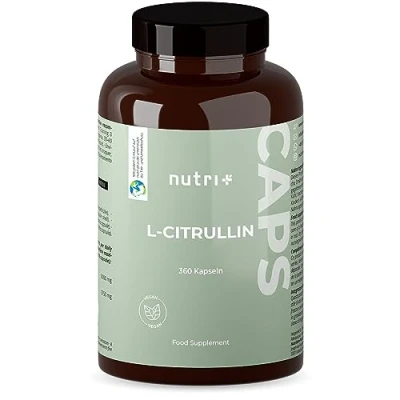 Abbildung von Nutri + Citrullin Kapseln hochdosiert vegan 360 Caps L Malat DL 2:1 Citrulline Malate Pure 6000 Premiumqualität ohne Zusätze