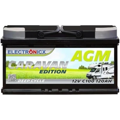 Abbildung von ELECTRONICX AGM Batterie 12V 120Ah C100 Caravan Edition Wartungsfrei, Auslaufsicher, Vibrationsfest für Camping, Boote, Notstromversorgung und netzunabhängige Systeme