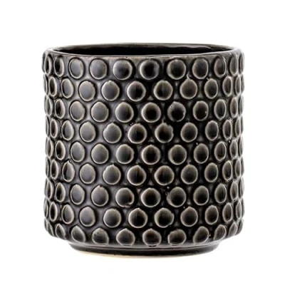 Abbildung von Nordring Retro Übertopf Vintage Pflanztopf für Zimmerplanzen Blumentopf Dotty L (15,5 cm ø), schwarz, Keramik