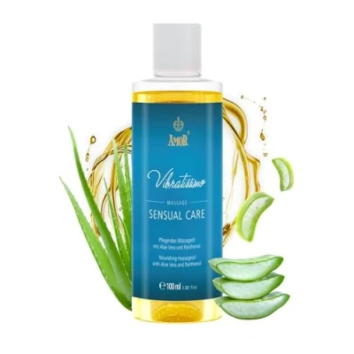 Abbildung von Vibratissimo Sensual Care 100 ml Massageöl Pflegend mit Aloe Vera Beruhigend, Feuchtigkeitsspendend, Hautpflege &amp; Gleitöl, Liebesöl