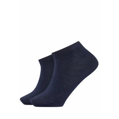 Abbildung von FALKE Unisex Kinder Sneakersocken Happy Double Pack K Sn Baumwolle kurz einfarbig 2 Paar, Blau Navy Blue 0030, 27 30