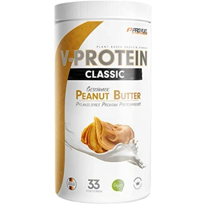 Abbildung von Vegan Protein Pulver ERDNUSSBUTTER 1kg V Pflanzliches Eiweißpulver auf Erbsenprotein Basis mit 75,9% Eiweiß Gehalt optimale Wertigkeit veganer Shake ohne Soja &amp; Weizen