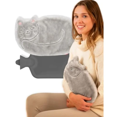 Abbildung von soxo Lustige Wärmflasche mit Bezug Geschenk Für Frauen Männer Geschenke Lustig Wärmeflasche Katze Ohren