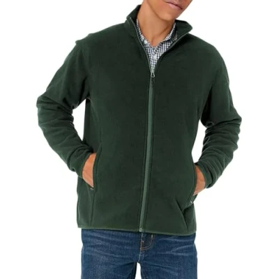 Abbildung von Amazon Essentials Herren Fleecejacke mit durchgehendem Reißverschluss (in Big und Tall erhältlich), Tannengrün, S