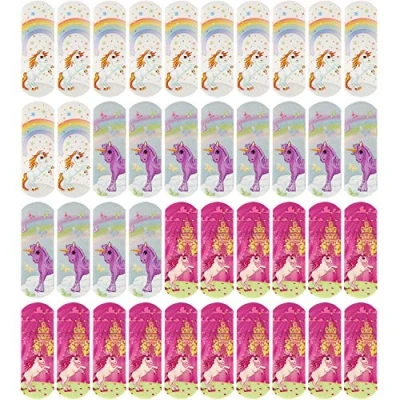 Abbildung von com four® 40x Kinderpflaster wasserabweisend Bunte Pflaster Strips für Kinder Set mit Einhorn Motiven klinisch getestet