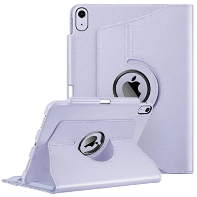 Abbildung von Fintie Hülle für iPad Air 11 Zoll 2024, 5. Generation 2022 / 4 2020 10.9 mit Pencil Halter 360 Grad verstellbare Schutzhülle Cover Standfunktion, Pastellviolett