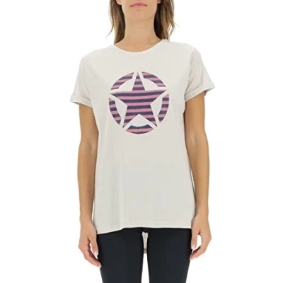 Abbildung von JEEP O102613 J863 J Woman T Shirt Oversize Star Striped Print Turn up Sleeve J22W Light Graystone XS