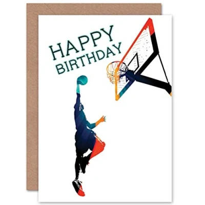 Abbildung von Wee Blue Coo Basketball Birthday Slam Dunk Sealed Greeting Card Plus Envelope Blank inside