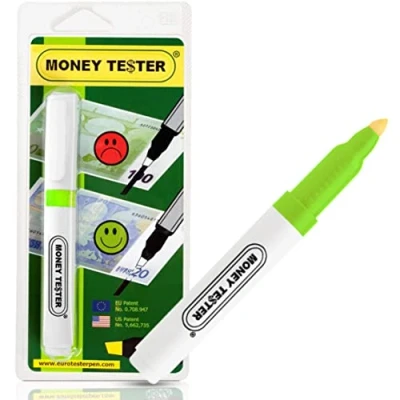 Abbildung von MONEY TESTER XL Professioneller Geldscheinprüfer Fake Geld, Geldprüfstift für Euro, Dollar, britische Pfund und die wichtigsten internationalen Währungen, Original Made in Italy