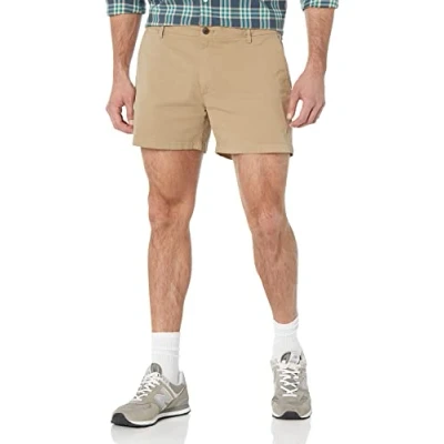 Abbildung von Amazon Essentials Herren Flatfront Chinoshorts, Komfortabler Stretch, 13 cm Schrittlänge, Schmale Passform (Früher Goodthreads), Khakibraun, 42W