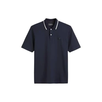 Abbildung von Marc O&#039;Polo Herren Kurzarm Poloshirt aus Bio Baumwolle Regular Fit, Blau (Dark Navy), M