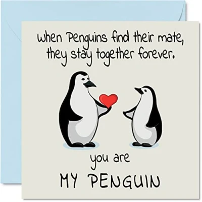 Abbildung von Pinguin Jubiläumskarte You Are My Penguin Niedliche Romantische Valentinskarte für Freundin Freund Ehefrau Ehemann Ihn Sie 145 mm x Jahrestag Grußkarten Verlobte Valentinstags