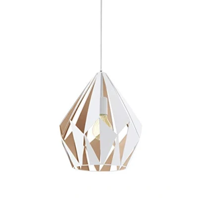 Abbildung von Eglo 49932 Hängeleuchte Vintage CARLTON 1 E27 1X40W Stahl weiß, roségold H:110cm Ø31cm dimmbar