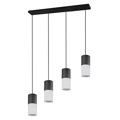 Abbildung von Trio Leuchten Pendelleuchte Robin 310600401, Metall Schwarz matt, Glas weiß exklusiv 4x E27