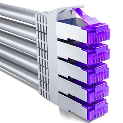 Abbildung von deleyCON 5x 0,25m CAT7 Netzwerkkabel 10 Gigabit Kurzes 25cm RJ45 Patchkabel Ethernet Kabel (Kupfer, SFTP PiMF Schirmung) LAN DSL Switch Modem Router Patchpanel CAT6 CAT5 Grau