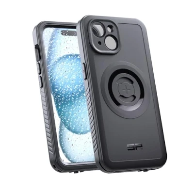 Abbildung von Apple iPhone 15 Hülle MagSafe Kunststoff SP Connect Hard Case/Backcover Handyhülle Schwarz Shockproof/Stoßfest
