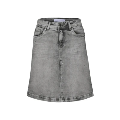 Abbildung von Street One MIT Schmucksteinen Jeansrock, Damen, Größe: 40, Grau