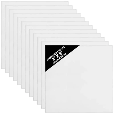 Abbildung von Kurtzy 12 Stück Leinwand zum Bemalen 20 x cm Quadratische, Vorgespannte Keilrahmen Geeignet für Acryl und Ölmalerei Sowie Skizzieren Zeichnen