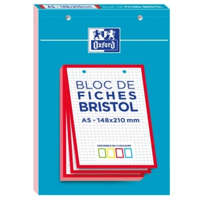 Abbildung von OXFORD Steckblock BriSTOL 2.0, perforiert, 148 x 210 mm, kleine Karos, 5 30 Stecker, Rahmen rot