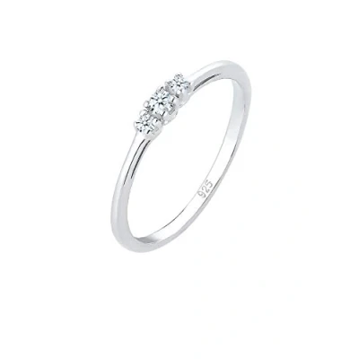 Abbildung von Elli DIAMONDS Ring Damen Verlobungs Diamant (0.06 ct.) Zart in 925 Sterling Silber