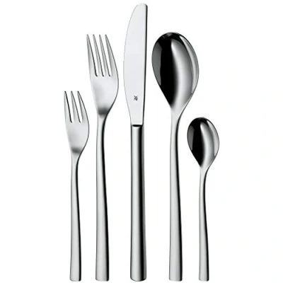 Abbildung von WMF Palermo Edelstahl Besteck Set 6 Personen, Essbesteck 30 teilig, Monobloc Messer, Cromargan poliert, glänzend, spülmaschinenfest