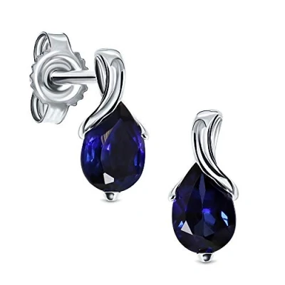 Abbildung von Miore Ohrringe Damen tropfen Ohrhänger mit Edelstein/Geburtsstein Saphir in Blau aus Weißgold 9 Karat / 375 Gold, Ohrschmuck