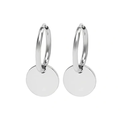 Abbildung von Nuoli® Coin Kreolen Damen Silber (Durchmesser: 12mm) Ohrringe Creolen Mädchen