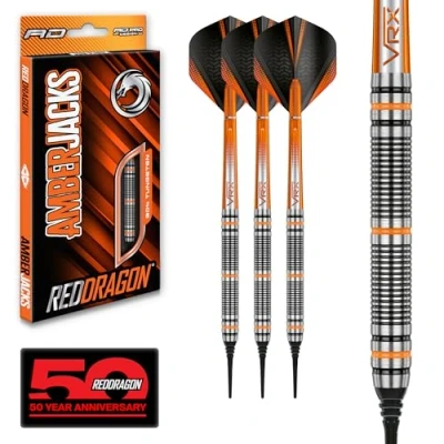 Abbildung von RED DRAGON Amberjack 2 Softip 18 Gramm Wolfram Profi Dartpfeile Set mit Flights und Schäfte