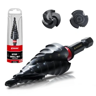 Abbildung von EZARC Stufenbohrer Ø4 20mm HSS Kobalt Pro AlTiN Profi Kegelbohrer Schälbohrer für Metall, Edelstahl, Aluminium, Holz, Kunststoff, 9 Stufen Konusbohrer