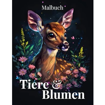 Abbildung von Tiere &amp; Blumen: 60 liebevoll gestaltete Tiermotive mit Blumen Keine Schattierungen für entspanntes Ausmalen! Malbuch Erwachsene