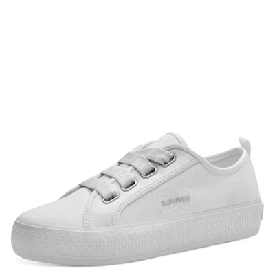 Abbildung von s.Oliver Damen Plateau Sneaker mit Breiten Schnürsenkeln Low Top, Weiß (White), 40 EU