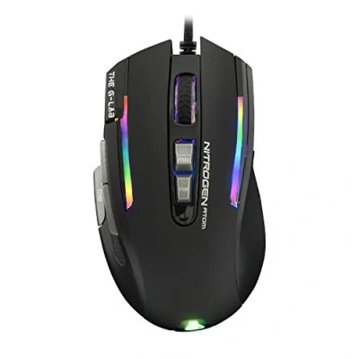 Abbildung von THE G LAB Kult Nitrogen Atom Hochpräzise kabelgebundene Gaming Maus Optischer 4800 DPI Sensor, RGB, 9 Programmierbare Tasten, Ultraleicht, Perfekt für MOBA/FPS Kompatibel mit PC/PS4/Xbox One
