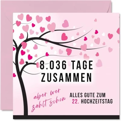 Abbildung von Stuff4 22. Hochzeitstag Karte Liebe 8036 Tage Zusammen 22 Jahrestag Geschenke für Mein Mann Ehemann Meine Frau Ehefrau, 145mm Lustig Glückwunschkarten