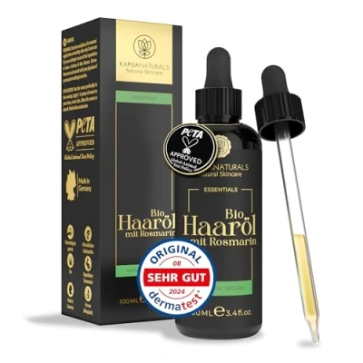 Abbildung von BIO Rosmarinöl Haare 100ml + HYALURONSÄURE Haaröl mit Rosmarin Hochdosiert BIOTIN VEGAN &amp; Beschleunigt das Haarwachstum bei Haarausfall für gesundes Haar Rosemary oil for hair