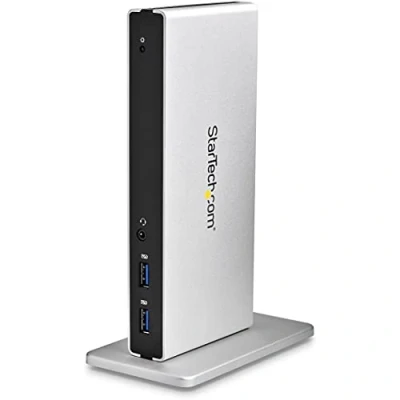 Abbildung von StarTech.com Dual Monitor Dockingstation mit USB 3.0 auf DVI I &amp; D und Adaptern für VGA HDMI, 5x Audio Vertikale ChromeOS, Mac Windows (USB3SDOCKDD)