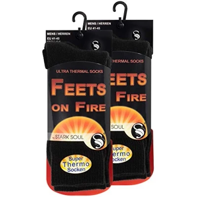 Abbildung von STARK SOUL FEETS on FIRE 2 Paar Herren Ultra Thermo Socken, Warme Winter Schwarz, Gr. 41 45