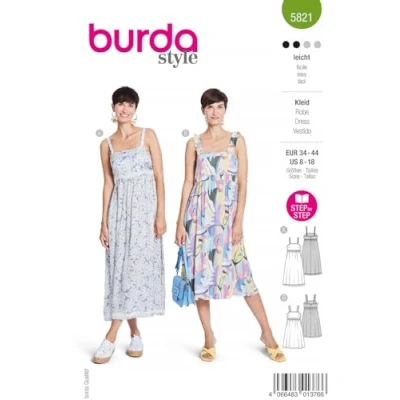 Abbildung von Burda Schnittmuster, 5821, Kleid [Damen, Gr. 34 44], Level 2 leicht