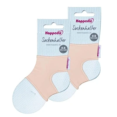 Abbildung von Hoppediz Unisex Baby 2 er Set Sockenhalter Socken, 0 6 Monate, rosa, Einheitsgröße (2er Pack)