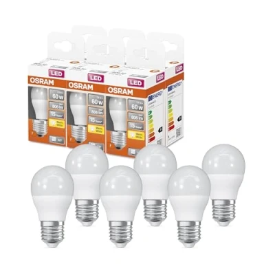 Abbildung von OSRAM LED Star Classic P60 Lampe für E27 Sockel, Tropfenform, FR, 806 Lumen, warmweiß (2700K), Ersatz herkömmliche 60W Glühbirnen, nicht dimmbar, 6er Pack