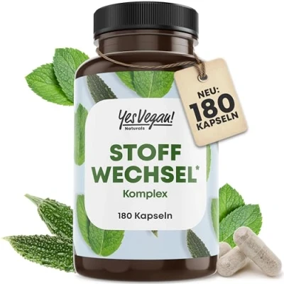 Abbildung von Yes Vegan® Stoffwechsel Kapseln (180 Kapseln) mit Cholin, Zink, L Carnitin, Chrom, Koffein vegane Formel