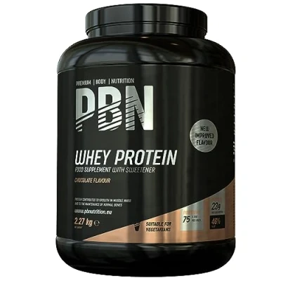 Abbildung von PBN Premium Body Nutrition Whey Protein / Molkeeiweißpulver, 2,27 kg Schokolade, Neuer verbesserter Geschmack
