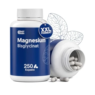 Abbildung von Magnesiumbisglycinat 2000 mg HOCHDOSIERT, 250 Kapseln Premium: Chelatiertes Magnesium mit hoher Bioverfügbarkeit für erholsamen Schlaf, Energie, Knochen und Muskeln, Konzentration.