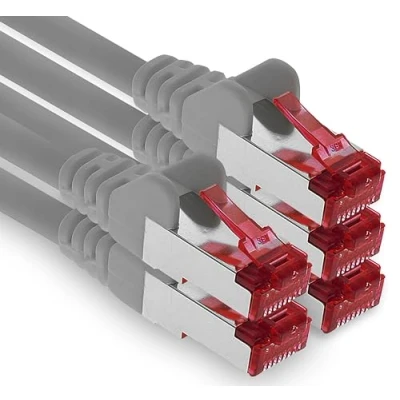 Abbildung von 1aTTack.de 5x 0,5m CAT6 Patchkabel S/FTP PIMF Schirmung CAT.6 RJ45 Netzwerkkabel Ethernetkabel DSL LAN Router Switch Modem Patchfeld grau 5 Stück