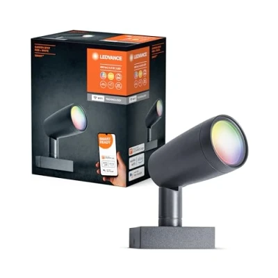 Abbildung von LEDVANCE Smarte LED Gartenleuchte mit WIFI Technologie, Basispaket 1 SPOT Strahler für Außen, RGB Farben änderbar, Kompatibel Google und Alexa Voice Control, SMART+ GARDEN 1P