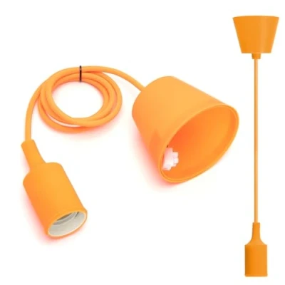 Abbildung von Aigostar E27 Lampenfassung,Pendelleuchte Hängelampe Esstisch Höhenverstellbar,Lampenaufhängung mit 1m Kabel,Pendelleuchte Deckenhalterung,Kinderlampe,DIY Dekorative Beleuchtung,Orange