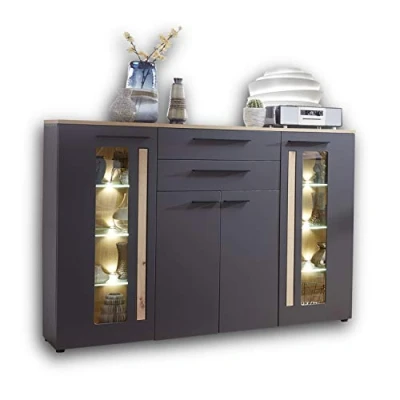 Abbildung von Innostyle Highboard »Loft Two«, Breite 180 cm, 2 Holztüren, Schubkästen, Glas /Holztüren