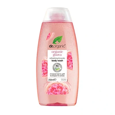 Abbildung von Dr. Organic Guave Körperwäsche, Duschgel, Herren, Damen, natürlich, vegan, tierversuchsfrei, paraben und SLS frei, biologisch, 250ml
