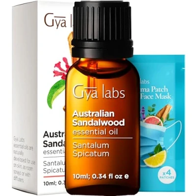 Abbildung von Ätherisches Öl aus australischem Sandelholz von Gya Labs für den Diffusor Natürliches australisches Sandelholzöl Haut und Aromatherapie warmer, holziger Duft die Kerzenherstellung (10ml)