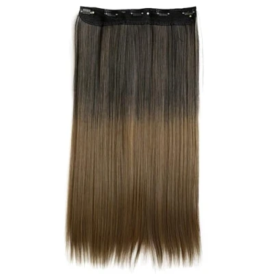 Abbildung von CAISHA 60cm Clip In Extensions Lara Haarverlängerung Haarteil Glatt Ombré Braun Mix C72